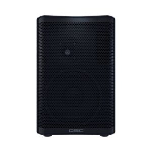 QSC CP8 powered loudspeaker, featuring an 8-inch driver and 1000W output, designed for high-quality sound performance.
