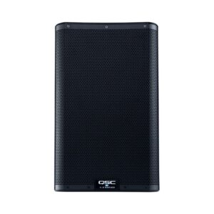 QSC K10.2 powered speaker, 10-inch, 2000W, designed for professional audio with built-in DSP technology.