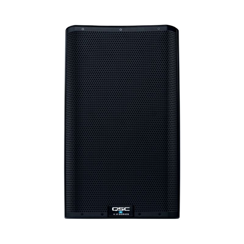 QSC K12.2 powered speaker, 12-inch, 2000W, designed for professional audio with built-in DSP technology.