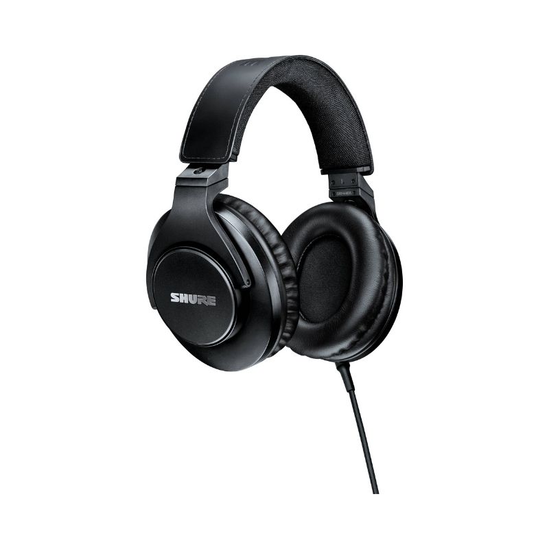 Shure SRH440A closed-back over-ear professional studio headphones with a sleek design and cushioned ear pads for comfort.