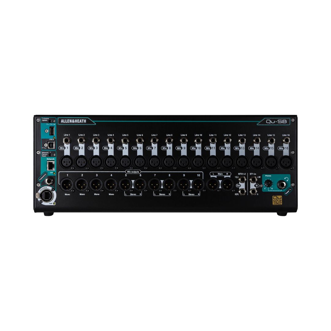 Allen & Heath Qu-SB portable digital mixer with 18 inputs and 14 outputs, designed for professional audio mixing.