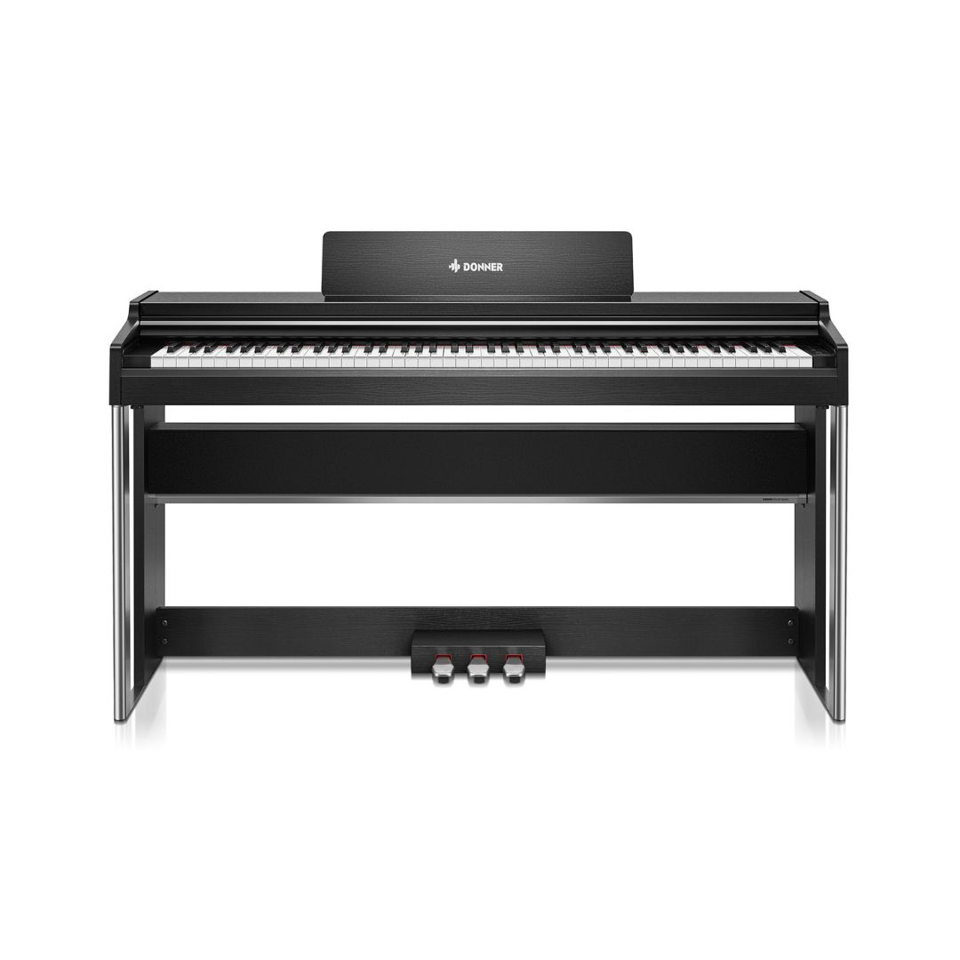 Donner DDP-200 PRO Digital Piano in black with a touchscreen interface, designed for professional musicians and enthusiasts.