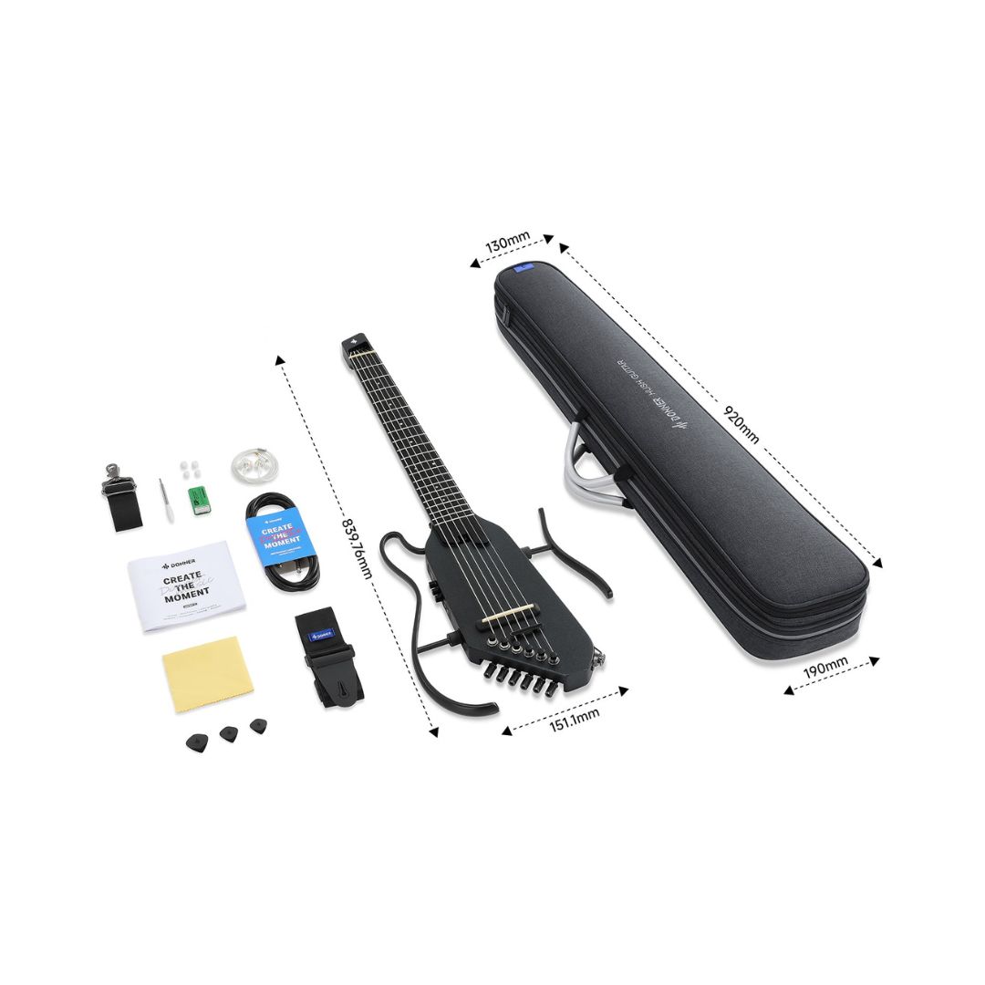 Donner HUSH-C Nylon Silent Acoustic Electric Guitar - Black - Image 9