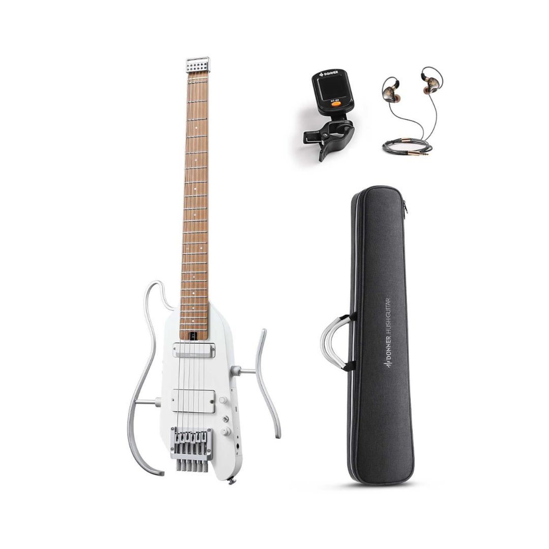 Donner HUSH-X PRO Silent Travel Electric Guitar Kit - White - Image 3