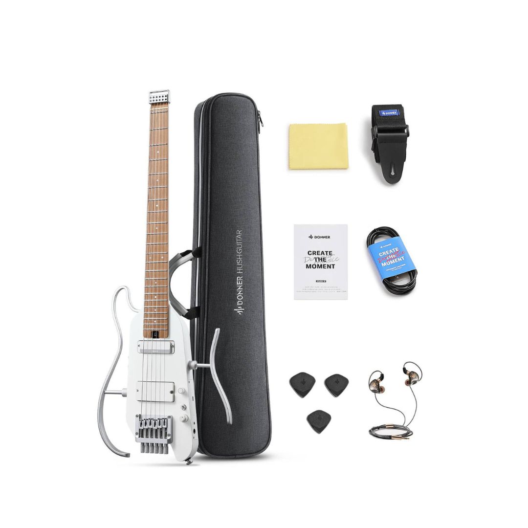 Donner HUSH-X PRO Silent Travel Electric Guitar Kit - White - Image 4