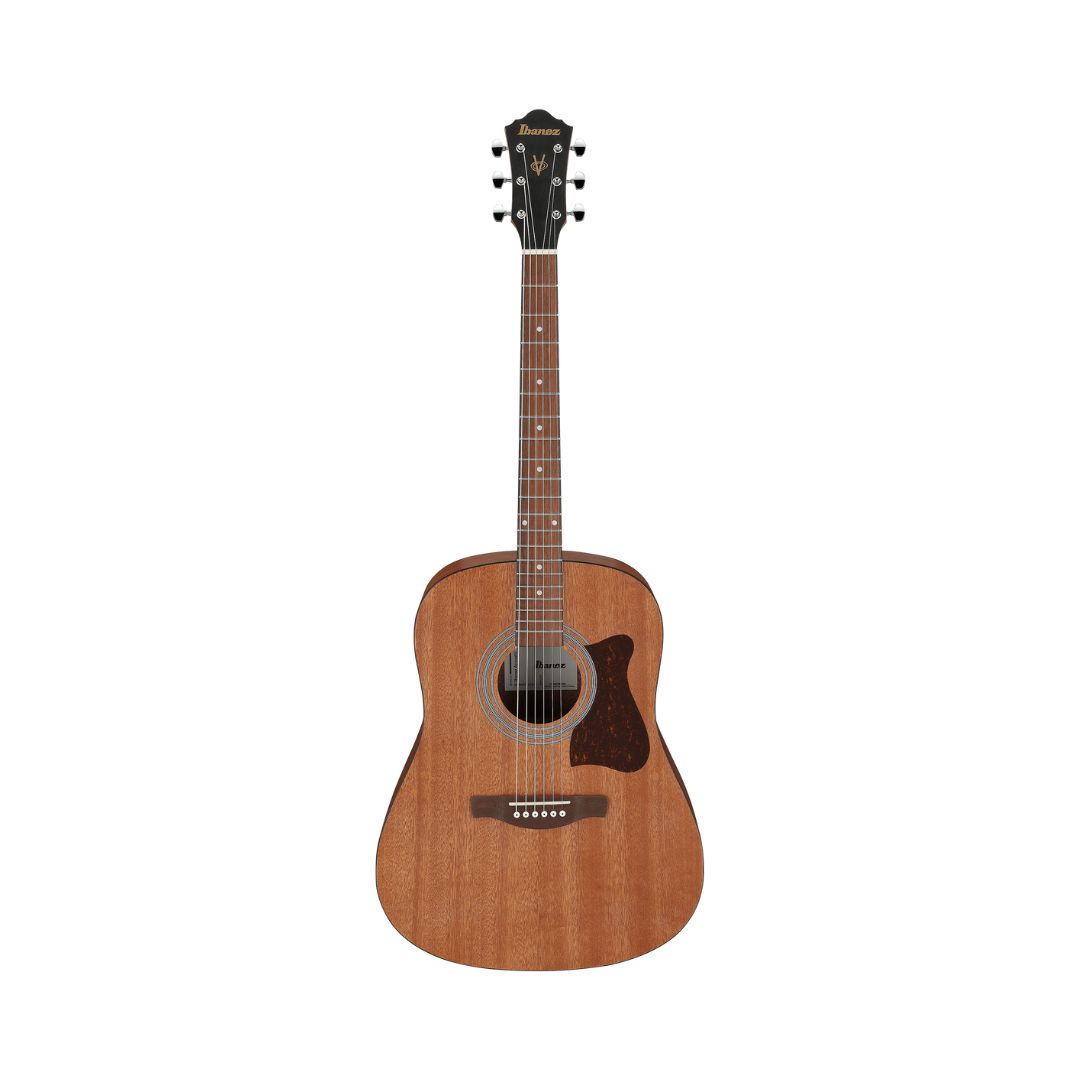 banez V54NJP Jampack Dreadnought Acoustic Guitar in open pore natural finish, showcasing its elegant wood grain and design.