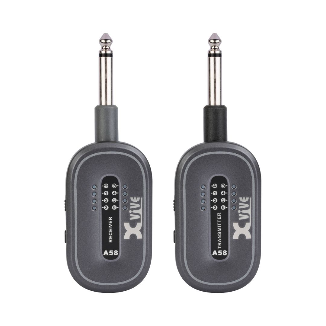 Xvive A58 5.8 GHz Wireless Guitar System Set in grey, designed for seamless audio transmission without cables.