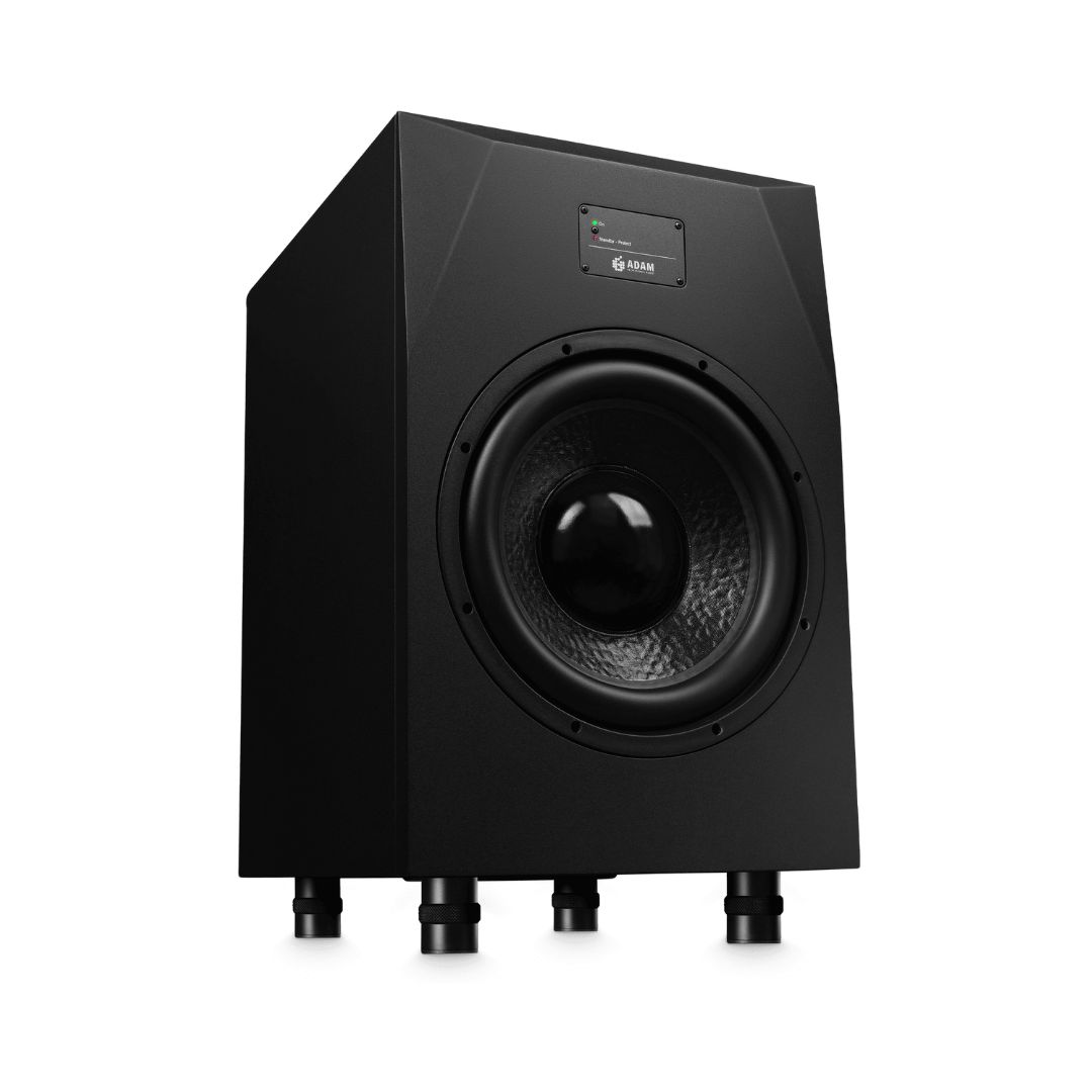 Adam Audio Sub12 active studio subwoofer with a sleek design, designed for enhanced low-frequency sound reproduction.