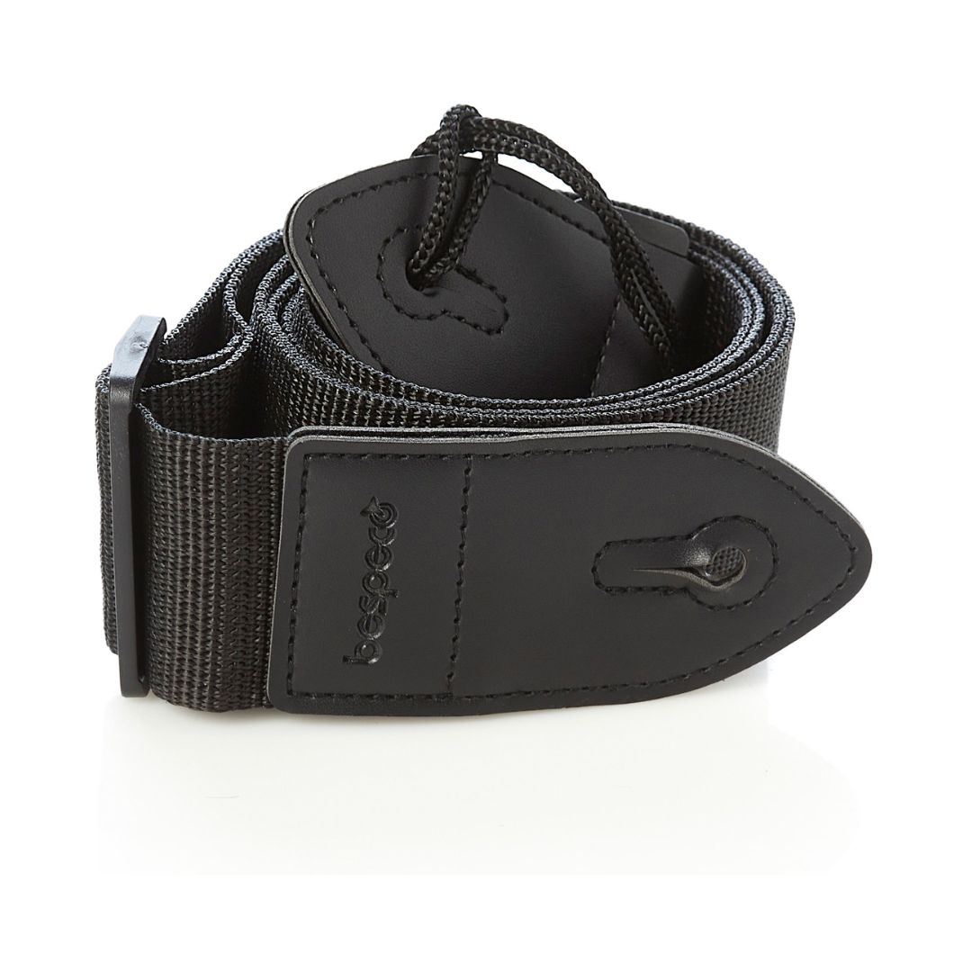 Professional Bespeco TCNBK guitar strap made of reinforced cotton, designed for durability and comfort during performances.
