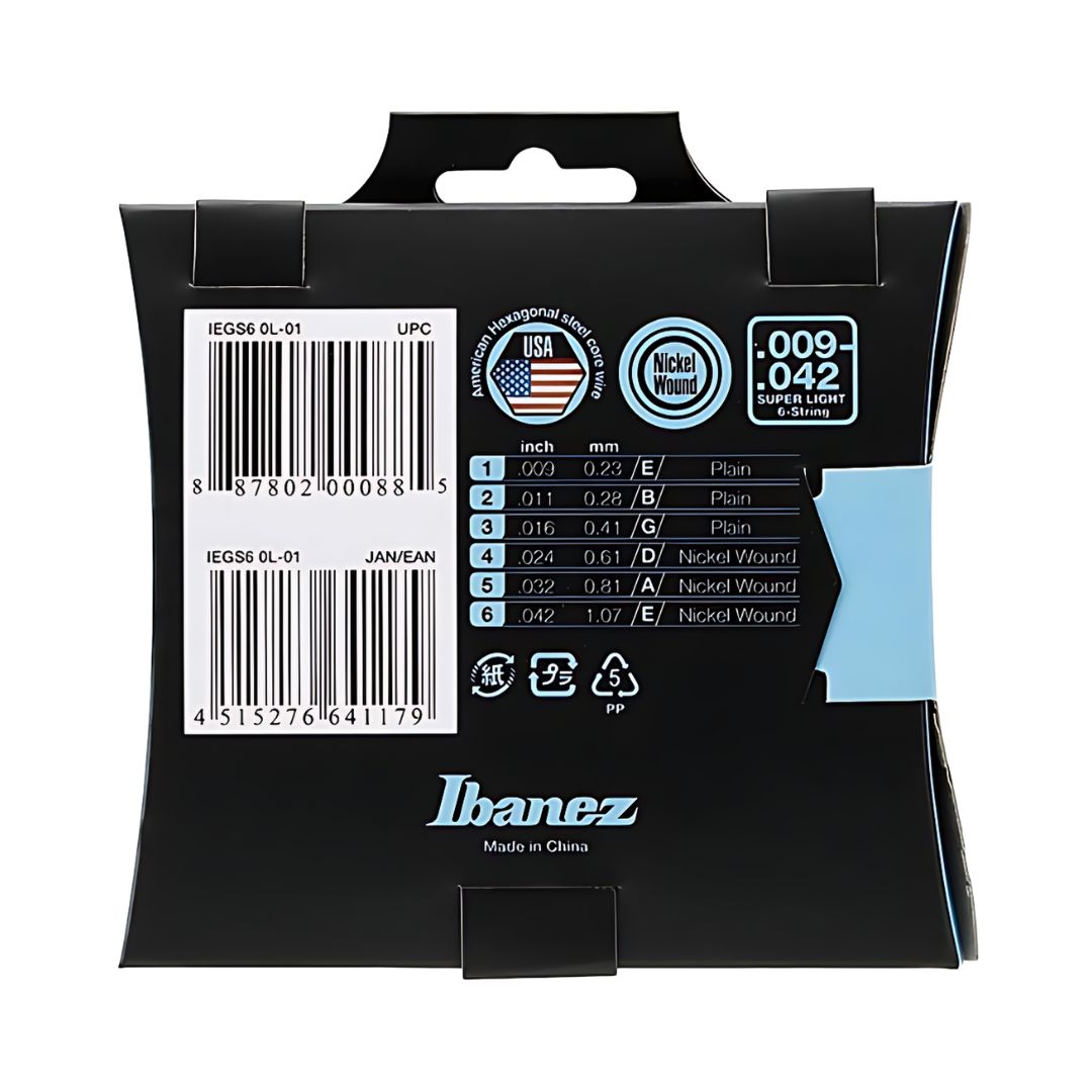 Ibanez IEGS6 Electric Guitar Strings - Super Light Gauge 0.09-0.42 - Image 2