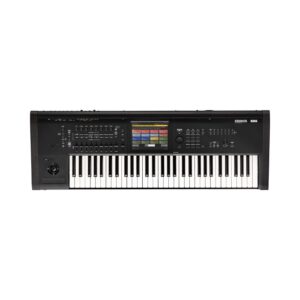 Korg Kronos 3 61-key music workstation featuring a sleek design and advanced sound synthesis capabilities.