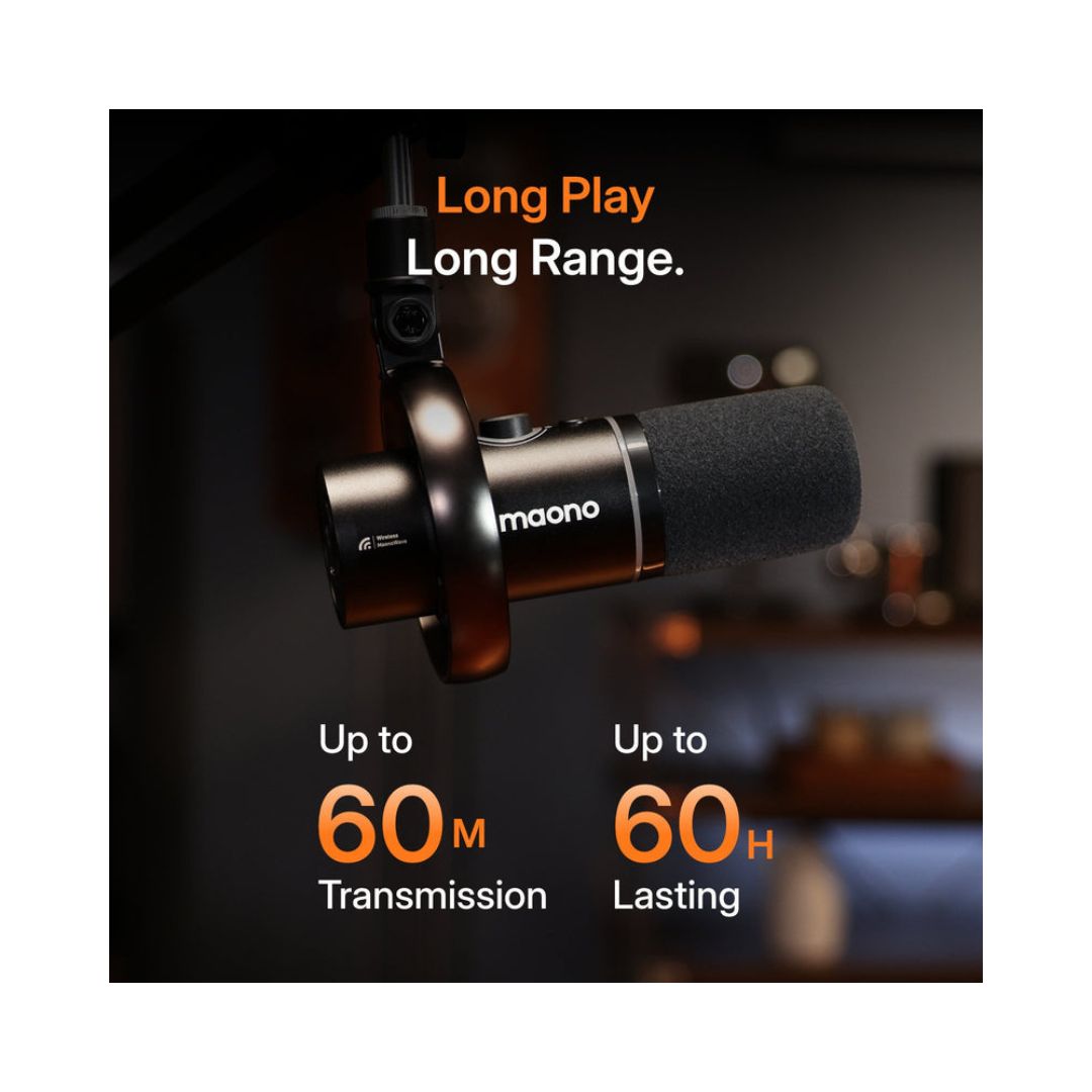 Maono PD200W Hybrid Podcasting Wireless Microphone with BA37 Boom Arm - Image 2