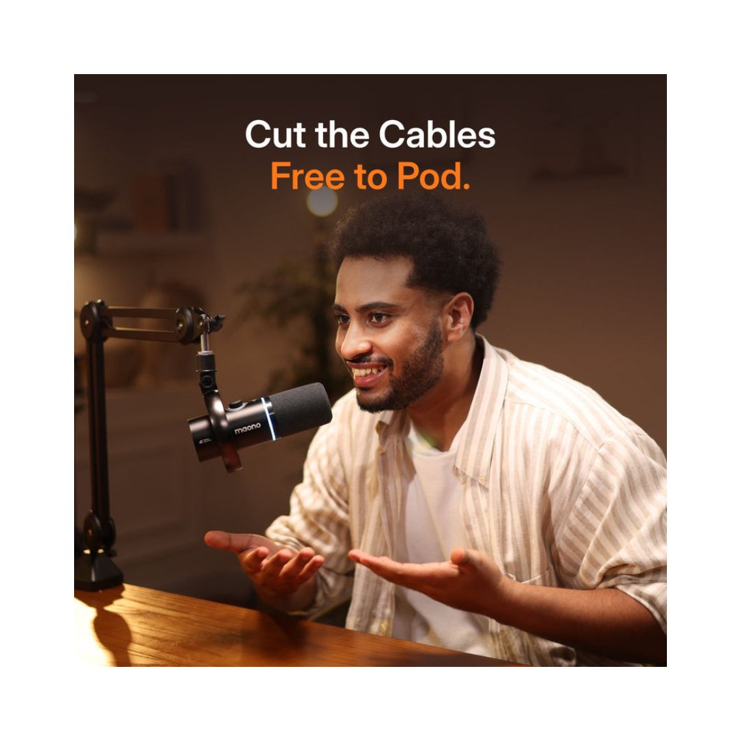 Maono PD200W Hybrid Podcasting Wireless Microphone with BA37 Boom Arm - Image 5