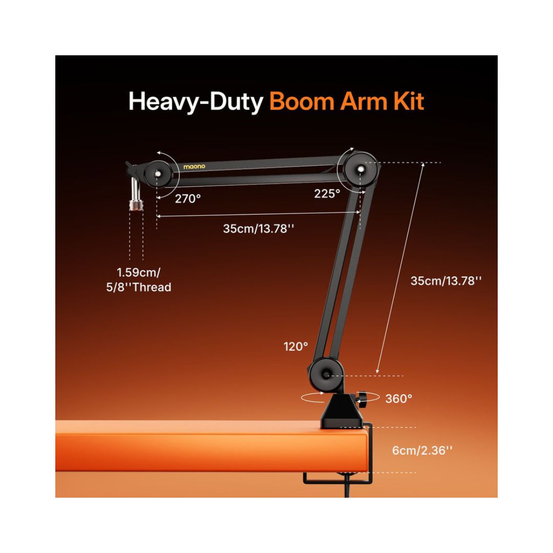 Maono PD200W Hybrid Podcasting Wireless Microphone with BA37 Boom Arm - Image 7