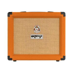 Orange Crush 20RT Combo Guitar Amplifier with a vibrant orange exterior and black grille, designed for electric guitar use.