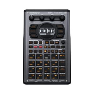 Roland SP-404MKII sampler and effector with a sleek design, featuring multiple pads and controls for music production.