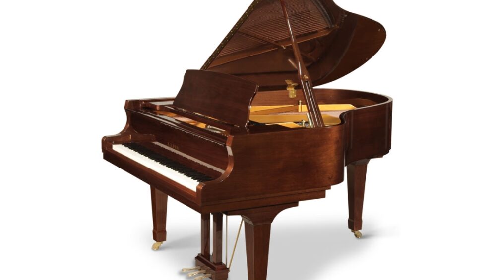 KAWAI GX-2 mahogany grand piano with matching bench, showcasing elegant design and polished finish.