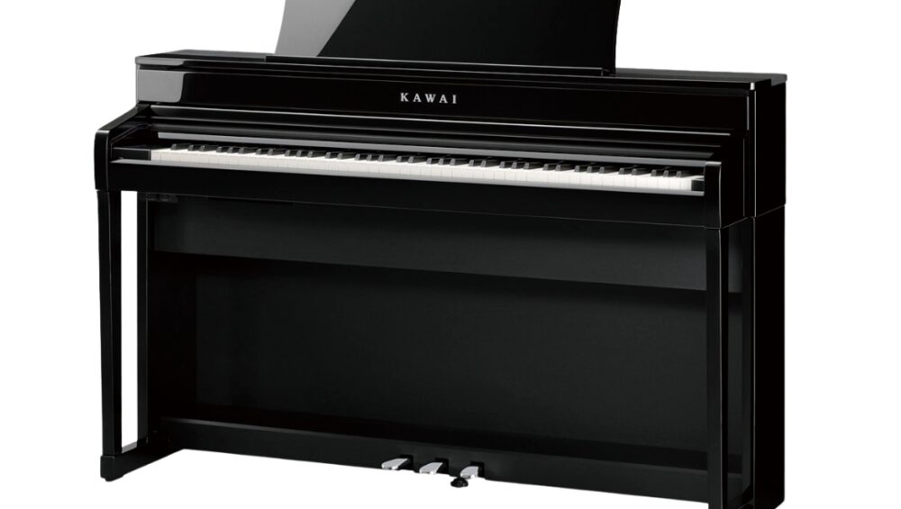 Black Kawai CA-79 digital piano featuring hammer-action wooden keys for an authentic playing experience.