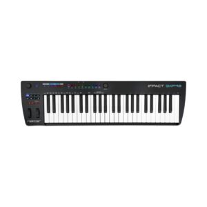 Nektar Impact GXP49 USB MIDI controller keyboard with 49 keys, knobs, and pads for music production and performance.