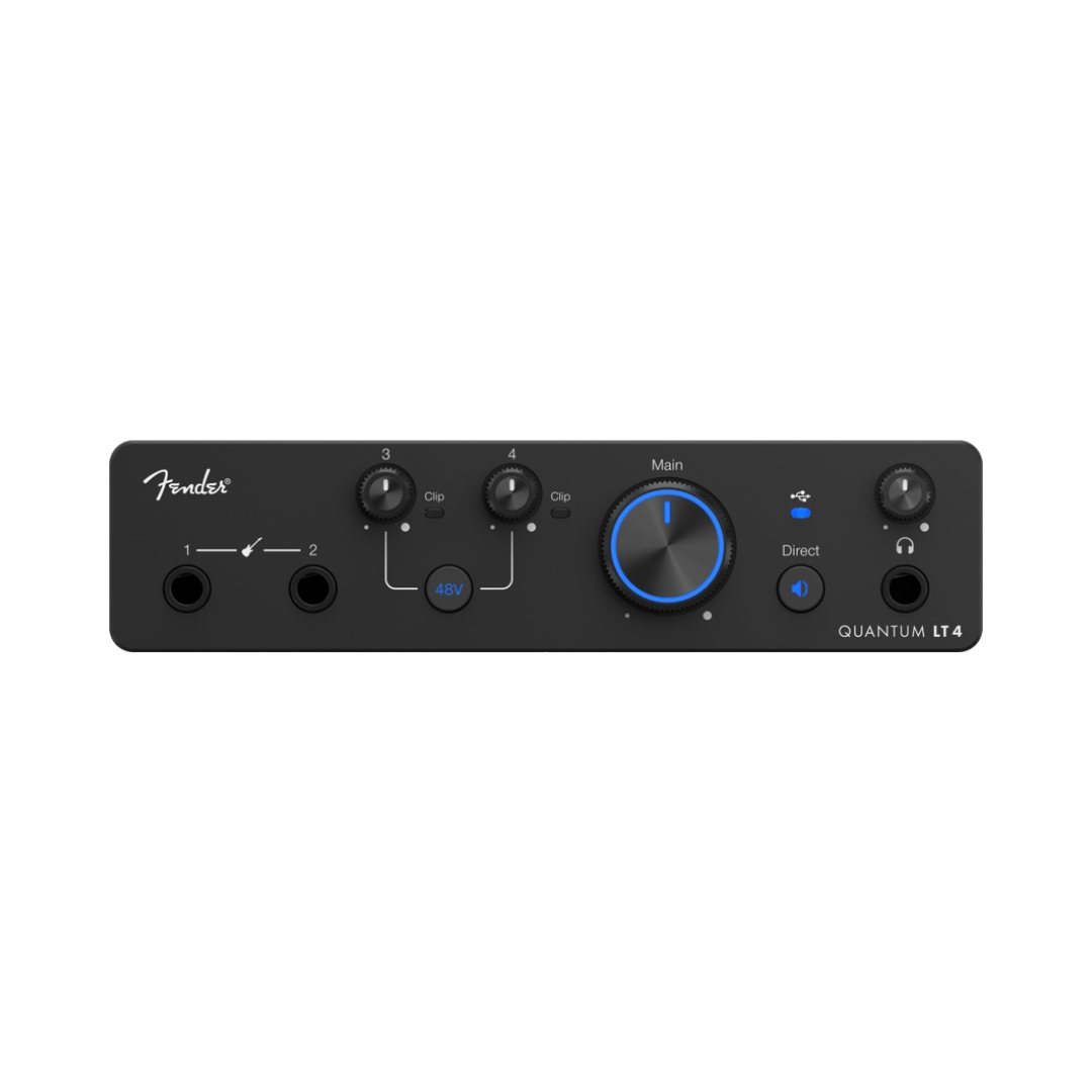 Fender Quantum LT 4 USB-C audio interface with multiple input/output options for high-quality sound recording.