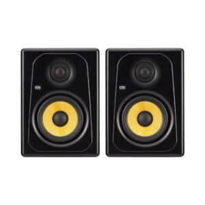KRK pair of Kreate 5 Active Studio Monitor in black, featuring Bluetooth connectivity for enhanced audio playback.