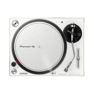 Pioneer DJ PLX-500 white high torque direct drive DJ turntable, designed for professional DJ use and vinyl playback.