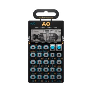 Teenage Engineering PO-14 Sub Bass Synthesizer with a compact design and colorful buttons for music production.
