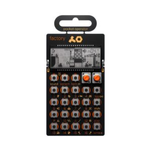 Teenage Engineering PO-16 Factory Synthesizer, a compact device with buttons and a screen for creating electronic music.
