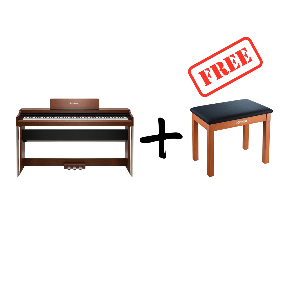 Donner DDP-200 PRO Digital Piano with Touchscreen – Brown With Free Bench