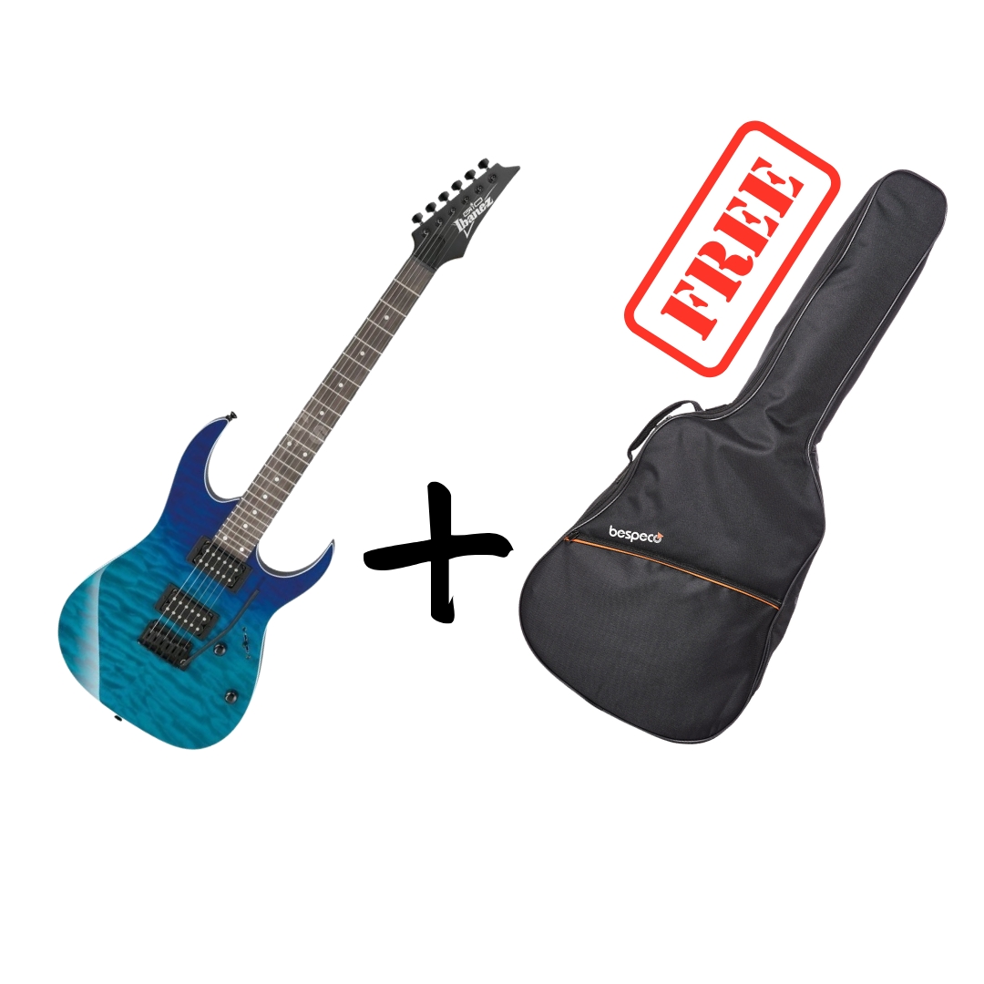 Ibanez GRG120QASP Electric Guitar with Free Bespeco BAG5EG