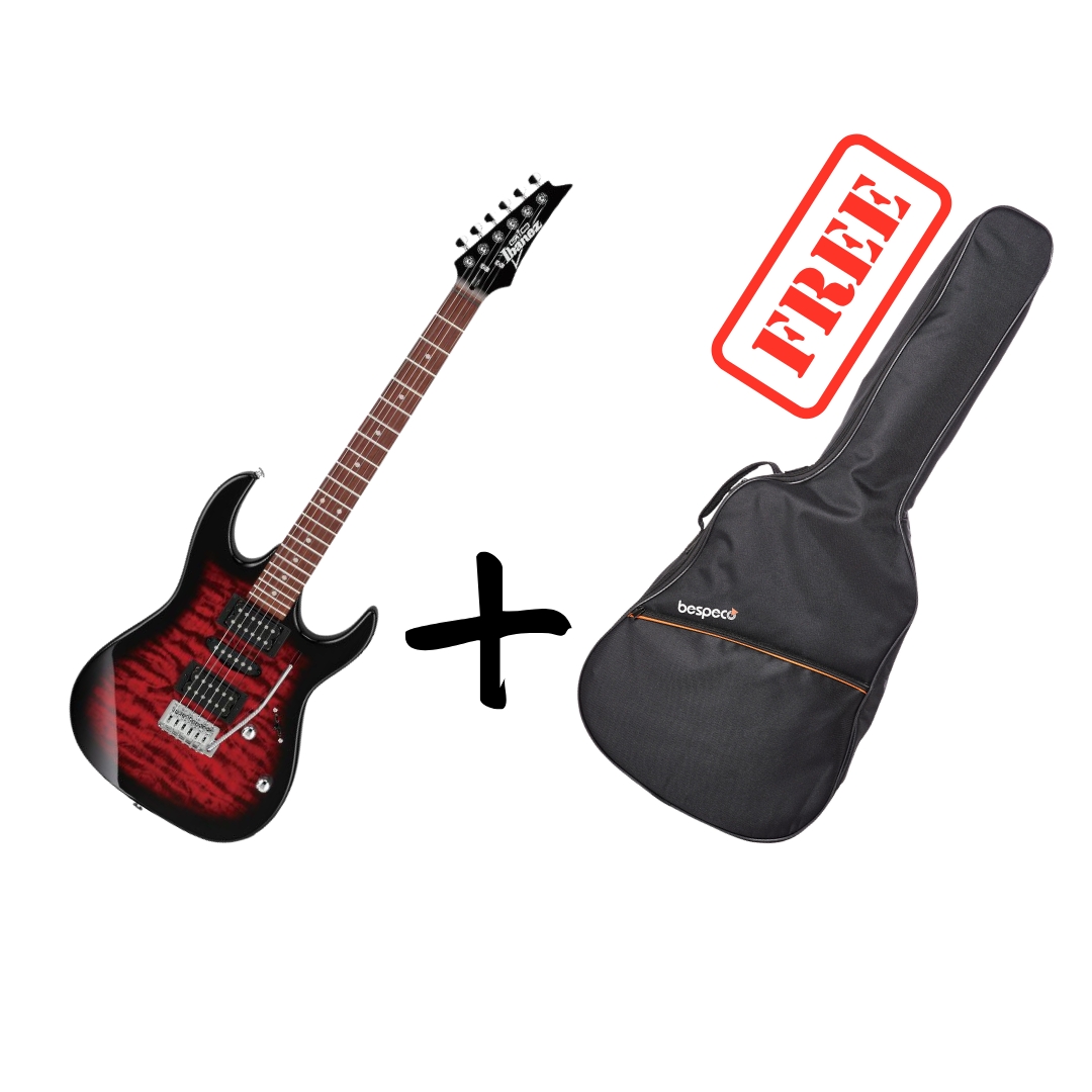 Ibanez GRX70QA Electric Guitar TRB with Free Bespeco BAG5EG