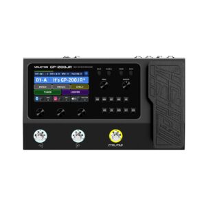 Valeton GP-200JR, a multi-effects processor and guitar amp modeler, showcasing its sleek design and control interface.