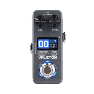1. Valeton GP-50 multi-effects processor with SnapTone IR loader, showcasing its sleek design and control interface.