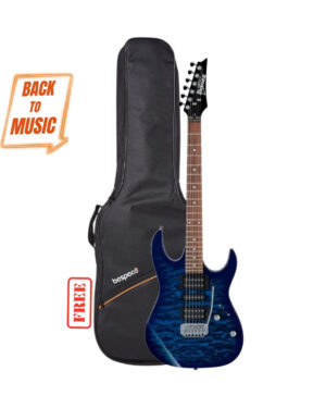 Ibanez GRX70QA 6 String Solid Body Electric Guitar - TBB with Free Bespeco BAG5EG
