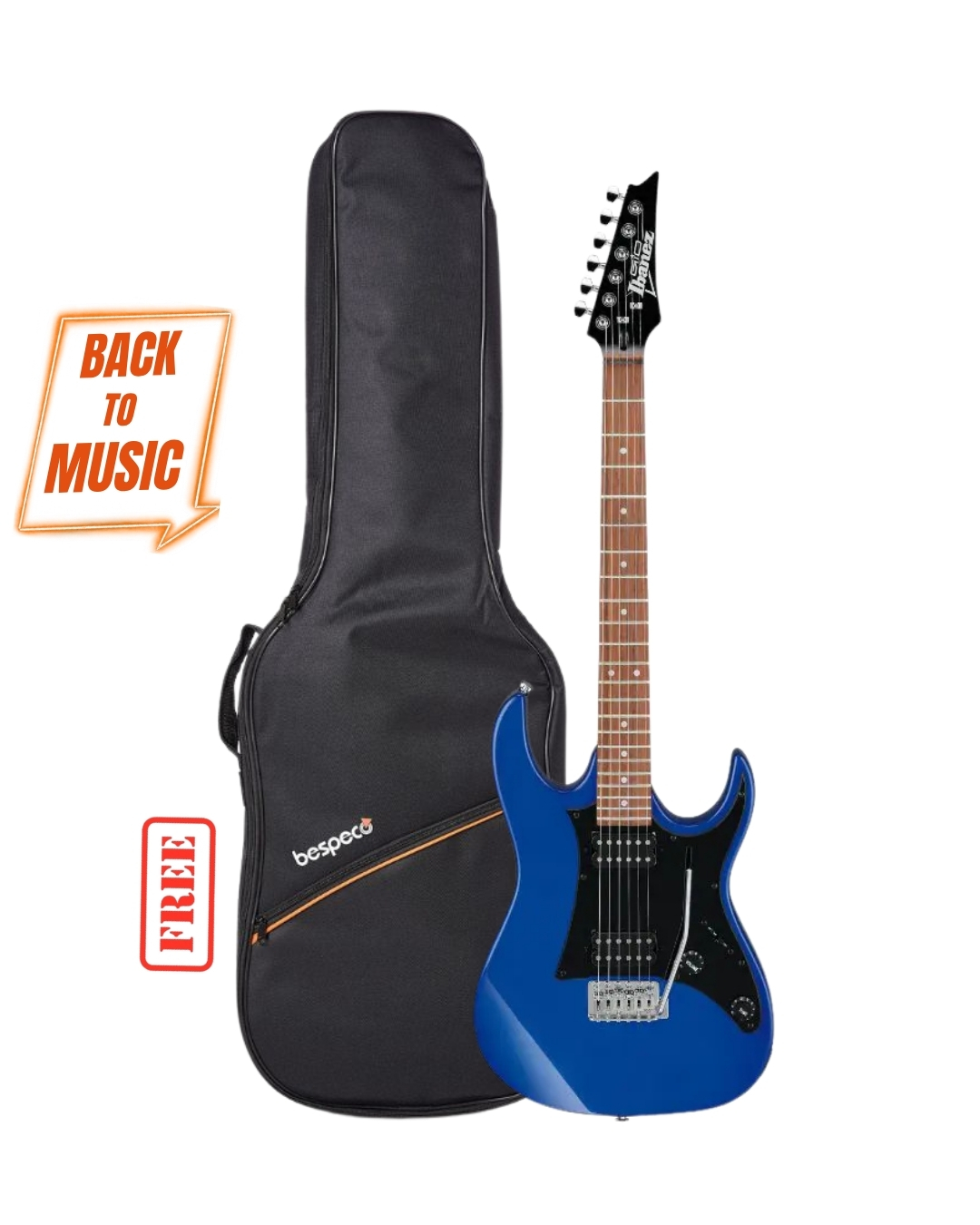 Ibanez GRX20Z 6 String Solid Body Electric Guitar - Jewel Blue with Free Bespeco BAG5EG
