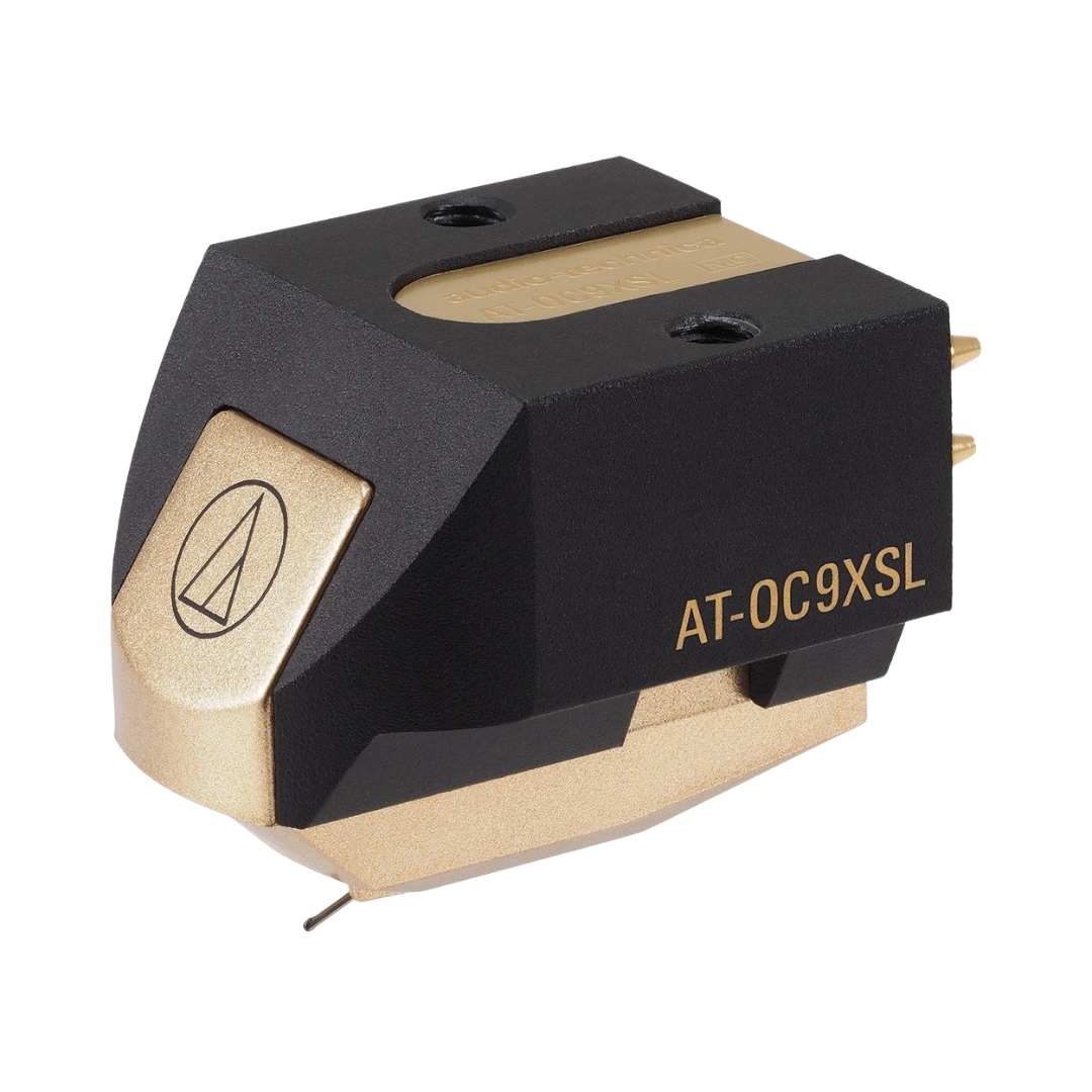Audio-Technica AT-OC9XSL stereo cartridge featuring a dual moving coil design and special line contact stylus.