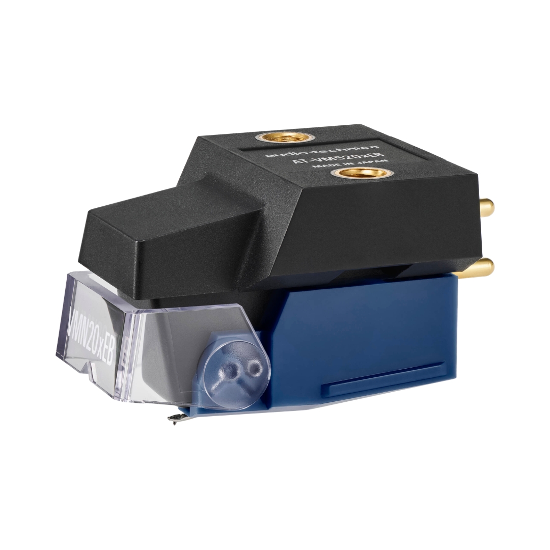 Audio-Technica AT-VM520xEB dual moving magnet stereo cartridge designed for high-fidelity sound reproduction in vinyl playback.