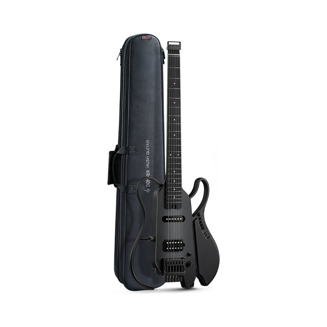 Donner HUSH-X LIVE Electric Travel Guitar with Speaker - Black - Image 4