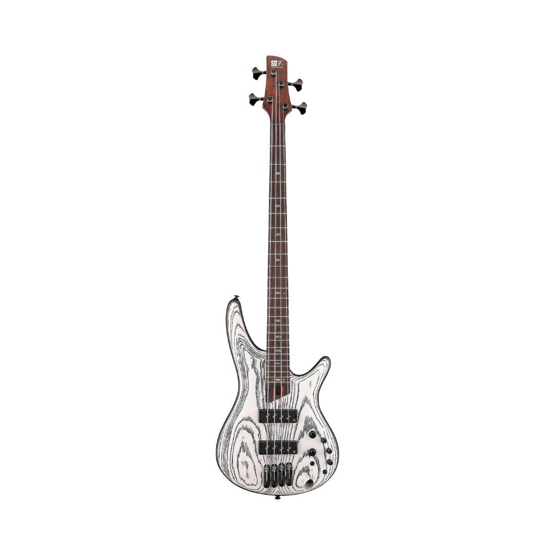 Ibanez SR1320SB-IVF electric bass guitar in Icebreaker Wave Flat finish, featuring four strings and a sleek design.