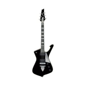 Black Ibanez Prestige PS10 electric guitar, Paul Stanley signature model, featuring a sleek design and high-quality craftsmanship.