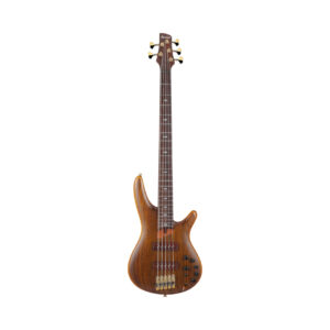 Ibanez Prestige SR5505 5-string electric bass guitar in Mocha Flat finish, showcasing its sleek design and craftsmanship.