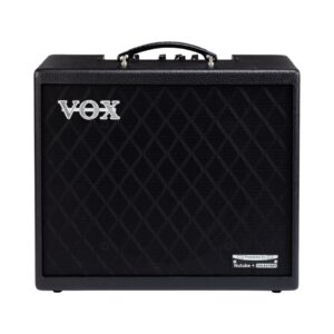 VOX Cambridge 50 electric guitar amplifier with digital modeling features, showcasing a sleek design and control panel.