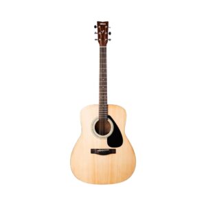 Yamaha F310 acoustic guitar in natural finish, showcasing its smooth body and classic design.