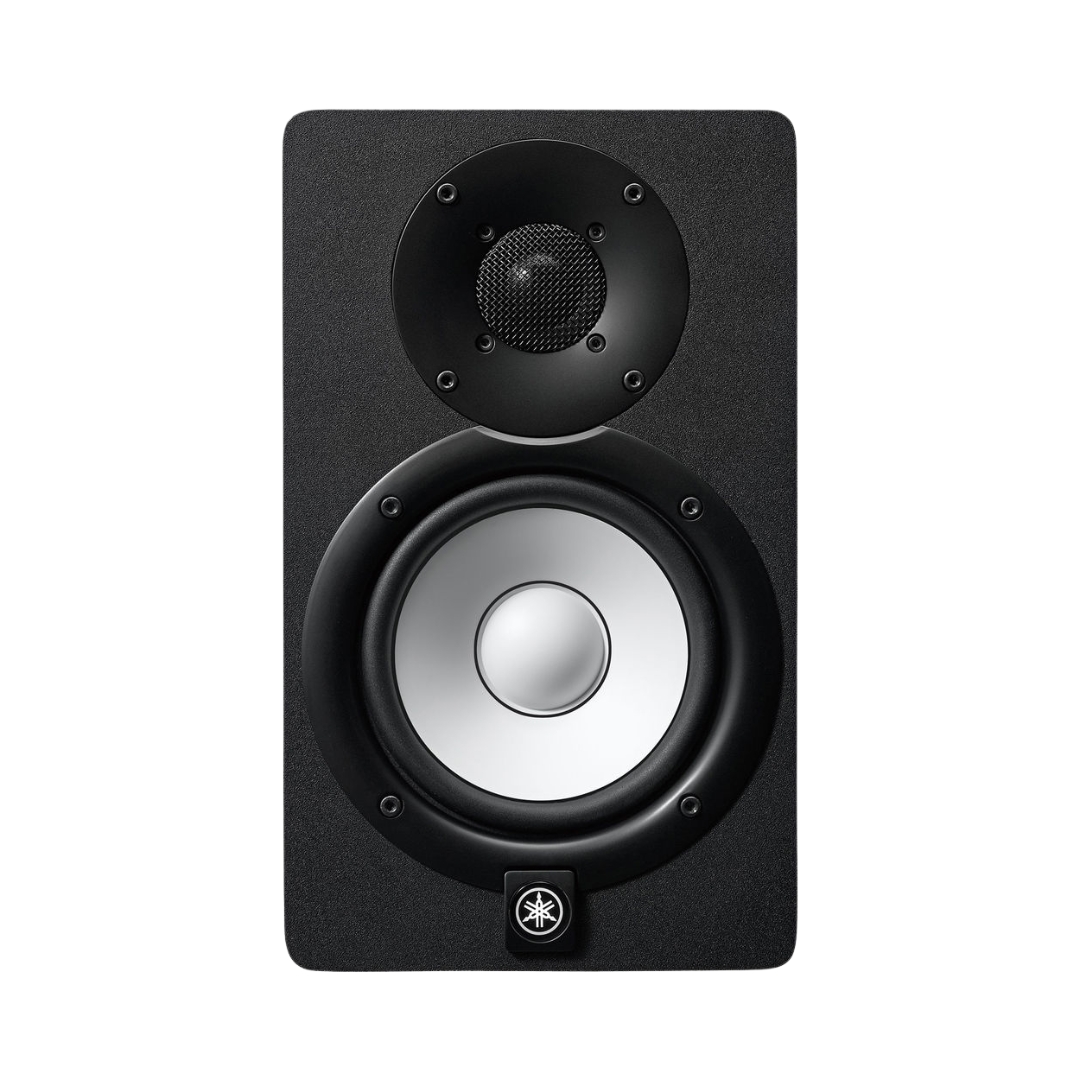 Yamaha HS5I black studio monitor, featuring a 2-way bi-amped design for professional audio monitoring.