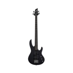 1. Black satin ESP LTD B-10 Series 4-string electric bass guitar displayed on a white background.