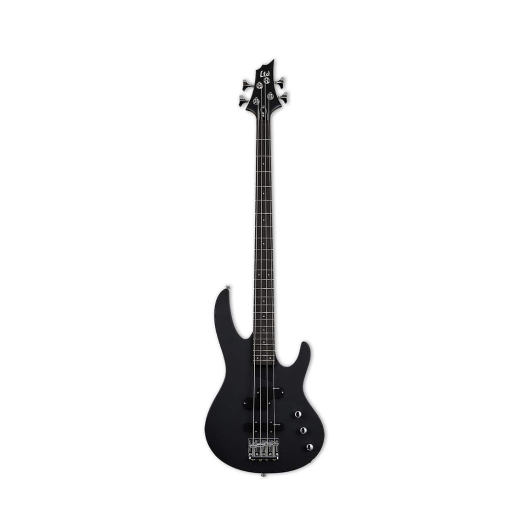 1. Black satin ESP LTD B-10 Series 4-string electric bass guitar displayed on a white background.