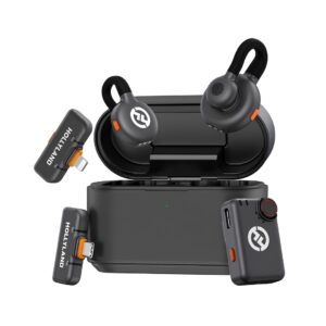 1. HOLLYLAND LARK M2S Ultimate Combo package featuring wireless microphones and accessories for audio recording.
