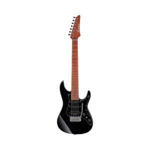 Ibanez Prestige AZ24047 7-string electric guitar in black, showcasing sleek design and high-quality craftsmanship.
