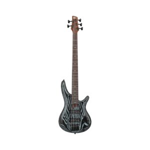 1. Ibanez Premium SR1325SB 5-string electric bass guitar in Aqua Wave finish with a low gloss texture.