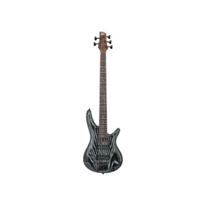 1. Ibanez Premium SR1325SB 5-string electric bass guitar in Aqua Wave finish with a low gloss texture.